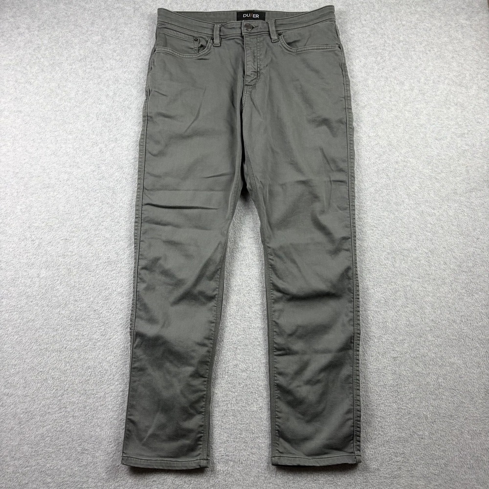 DUER N2X Relaxed Taper Pants Mens 34x32 (Fits 34x30) Gray Chino 5 Pocket Stretch